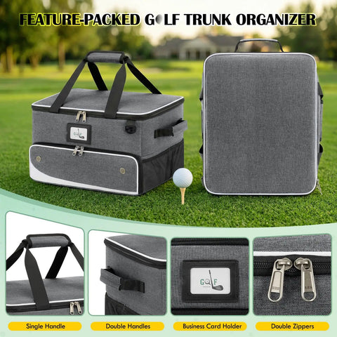 Golf Trunk Organizer for Cars and Golf Bags with Ventilated Compartment for Shoes, PVC Lining, Essential Accessories for Men