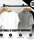 Slatwall U Shaped Hangrail 24x12 Inch Tubing For Retail Displays And Home Garment Storage Durable Steel With Powder Coat Universal Fit On Most Slatwall Panels