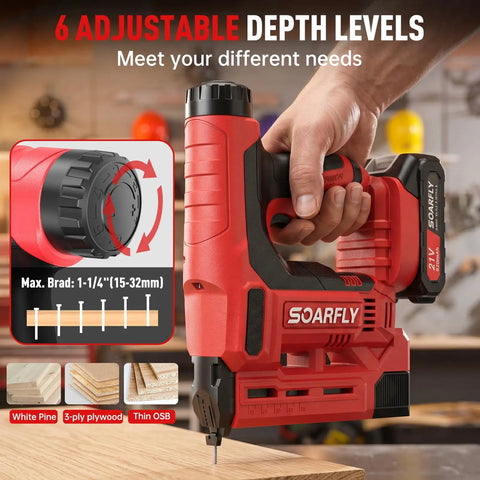 Built Like A Tank Cordless Nail Gun 18 Gauge 2 In 1 Brad Nailer Electric Stapler With Dual Batteries Fast Charger And 1500 Fasteners For Carpentry Upholstery Work
