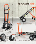 Beefy 4 In 1 Hand Truck With 360 Degree Swivel Casters Non Slip Rubber Wheels 1000 Pound Capacity displayed in various positions