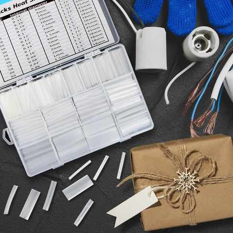 Clear Heat Shrink Tubing Kit With 580 Pcs EVA Material In 11 Sizes Pro Grade Heavy Duty for Electrical Insulation Wire Repair