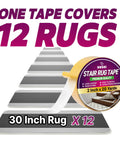 Image of Double Sided Stair Tread Tape 2 Inch By 20 Yard with 12 gray rugs and packaging