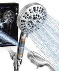 High Pressure Handheld Shower Head With 60 Inch Stainless Steel Hose 10 Settings 6 Zone Powerhead Detachable Design Hard Water Filter Anti Clog For Bathroom Great For Tile Cleaning And Pet Bathing spraying water