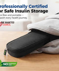 Insulin Cooler Travel Case With Two 90g TSA Ice Packs being placed in a backpack, ideal for insulin pens and meds, portable and compact.