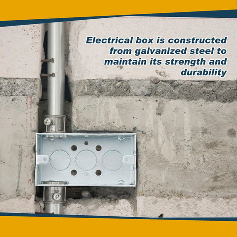 8 Pack 4 By 2 Inch Metal Electrical Boxes, 2-1/8 Inch Deep Square Junction Box, 16.5 Cu In Capacity, Galvanized Steel Drawn Construction, Silver installed in wall
