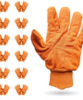 Badass Heat Resistant Work Gloves, High Visibility Orange Cotton And Polyester Blend With Secure Knit Wrist, Massive Pack Of 24 shown.