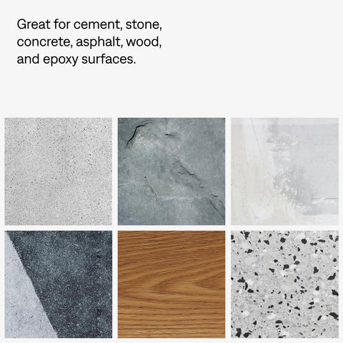 Grid showing surfaces: cement, stone, concrete, asphalt, wood, epoxy. Great for Handmade Corn Broom With Wood Handle For Indoor And Outdoor Use.