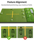 Dual Turf Golf Mat With Ball Tray And Alignment Guide, 9 Fixed Hitting Holes, Thick 10mm Practice Mat For Indoor Outdoor Swing Training