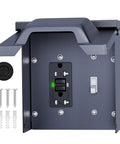 Solid As A Rock Weatherproof Outdoor Outlet Box Featuring Integrated GFCI Receptacle And Wall Switch with screws and cover.