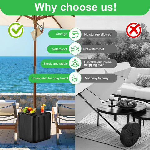 Dope 2 In 1 Outdoor Umbrella Stand Side Table With 1.5 To 1.6 Inch Hole by poolside, showcasing comparison features