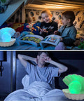 Shell Pearl Beach Themed Night Light With 8 Color RGB Mood Lighting Clamshell Bedside LED Lamp in cozy bedroom settings