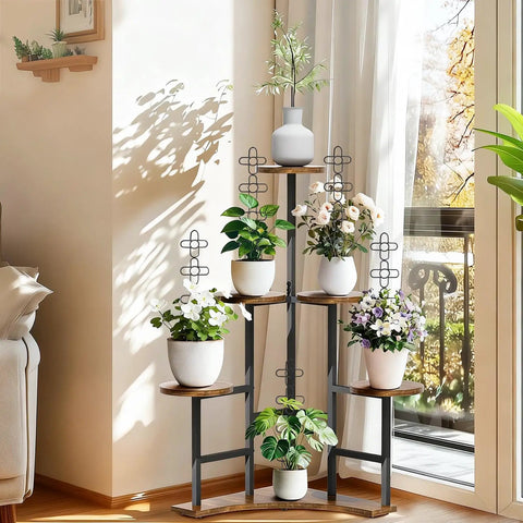 Two Pack 24 Inch Indoor Plant Trellis Set For Climbing Vines And Potted Plants in a bright living room corner