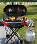Outdoor grill setup with 6 Foot Propane Hose Adapter With Gauge 1Lb To 20Lb Tank Connector For Grills And Heaters Grillin Setup