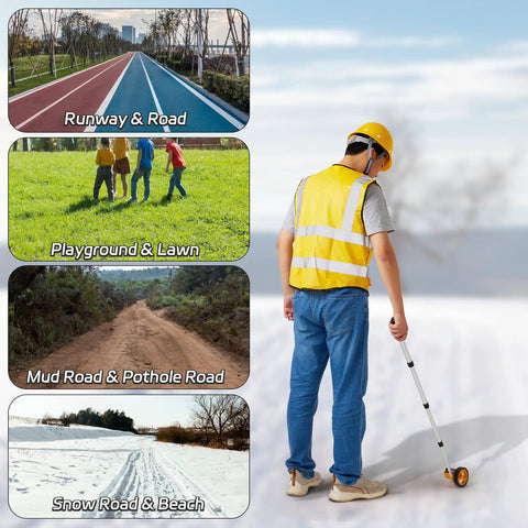Heavy Duty Digital Walking Measuring Wheel For Construction With 4 Inch Tire And Integrated Level Ruler Nails The Job Every Time With One Click Reset And Feet Counter That Logs Up To 9999 Feet Smooth As Silk