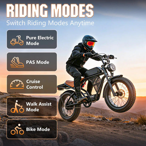 High Power 2500W Peak Electric Fat Bike For Adults With 32 MPH Top Speed 100 Mile Range LCD Display Riding Modes