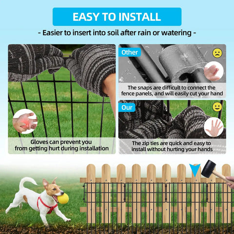 Installation guide for Dog Dig Fence Barrier Kit With 25 Panels, 17 Inch High By 27 Feet Long, One And A Quarter Inch Gap.