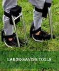 Gardening Knee Seat Ergonomic Kneeler with ankle support shown in use on grass, steel frame visible