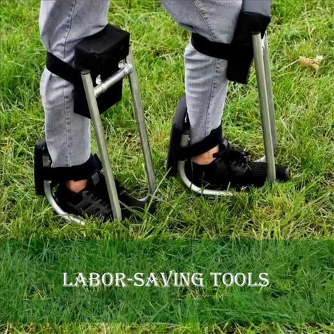 Gardening Knee Seat Ergonomic Kneeler with ankle support shown in use on grass, steel frame visible