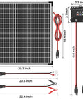 50W Solar Panel Kit With 12V Trickle Charger Maintainer And 10A MPPT Charge Controller Plus Adjustable Mount Bracket diagram