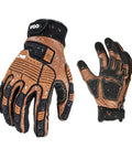 Cow Leather Work Gloves With Impact Protection For Auto, Construction, DIY And More, Water Resistant, Size XL Brown