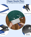 23 Piece Metal Puzzle Tool Kit For Model Building with pliers, cutting metal, and detailed components on a desk