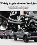 Vehicles with 6AN PTFE Fuel Line Kit For E85 Racing, AN6 Fuel Hose 10 Ft Black shown under hood with engine components