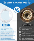 Comparison of Heavy Duty Stainless Steel Toilet Flange Repair Kit With Extended Closet Bolts For PVC Cast Iron ABS and an old rusted flange.