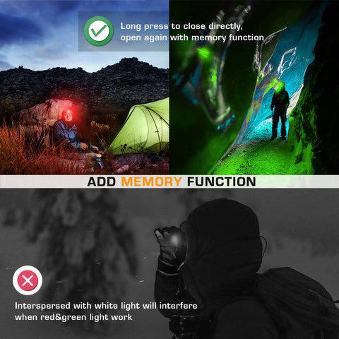Five Pack Kids Headlamps With Red Light And Memory Function in use during camping and night exploration.
