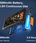 49.2 Ft Semi-Rigid Endoscope Camera with Light showing 2000mAh battery and 3.5 hours use.