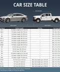 Car size table for All Weather Heavy Duty Outdoor Car Cover For Exterior Protection, Premium Sedan Shield 186 To 193 Inches, Black