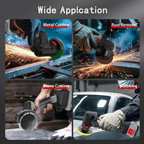 3 Inch Cordless Brushless Angle Grinder With LED Light Mini Variable Speed Grinder 15000 RPM Dual 20V 2.0Ah Batteries Included 7 Piece Cutting Discs For Cutting Grinding Polishing