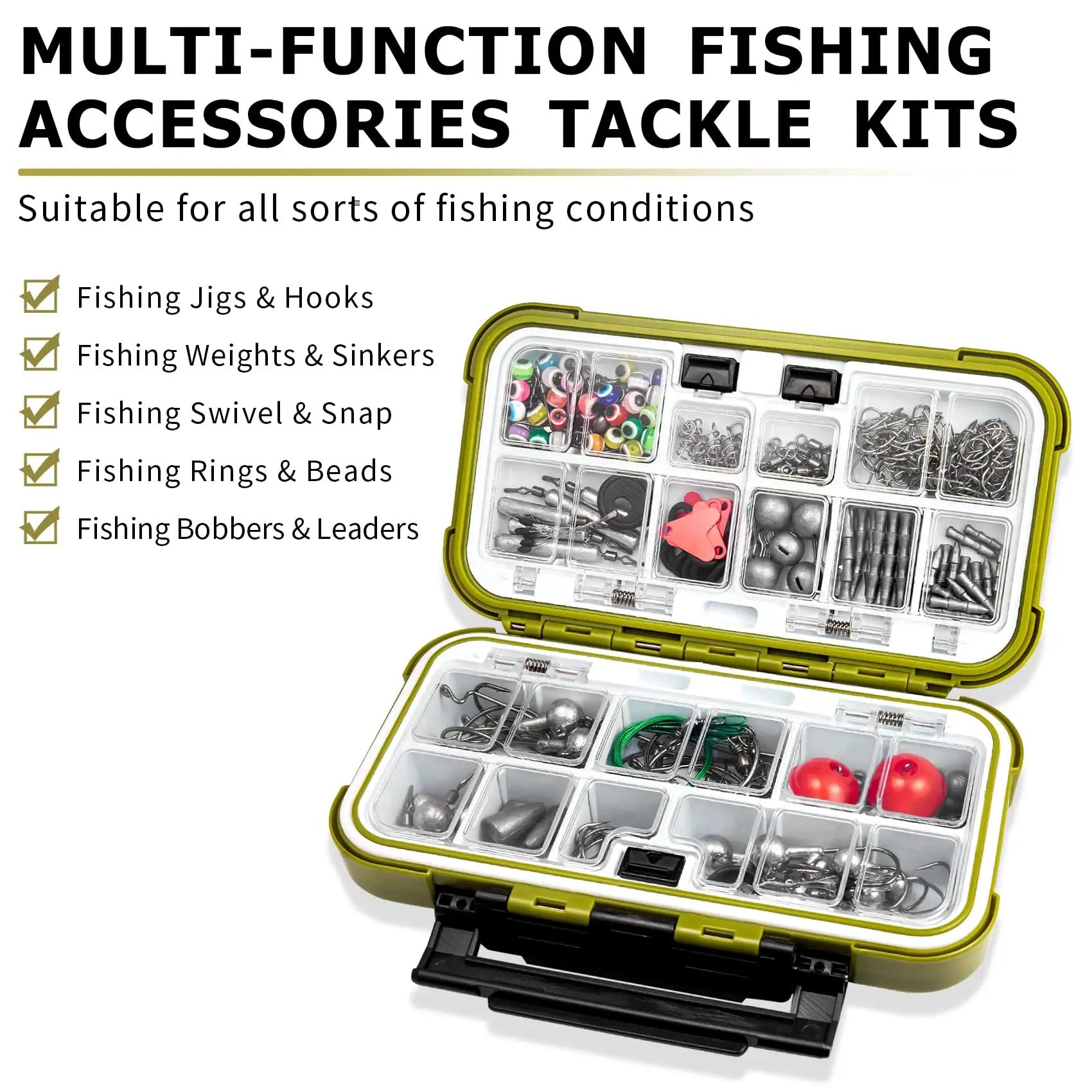 All In One Fishing Accessories with Tackle Box Set ✓