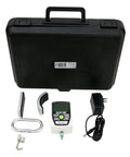 Electronic Push Pull Dynamometer Pro Grade Beast With 3 Push And 2 Pull Attachments, 100 Lb Capacity, Load Cell Tech, Reads Pounds Kilograms Or Newtons, Latex Free, USA Made, Compatible With Single And Dual Grip Testing Handles. Case and accessories shown