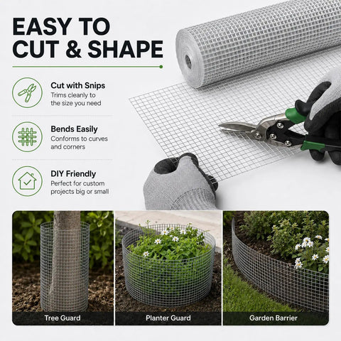 Cutting Knockout Tough 1/4 Inch Hot Dip Galvanized Wire Mesh Hardware Cloth 24 In Wide By 100 Ft Long 23 Steel Gauge for garden projects