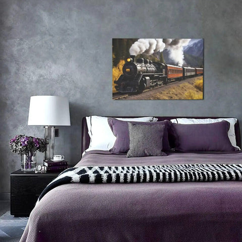 Dope Steam Locomotive Train Canvas Wall Art 12x18 Inches for Living Room Bedroom Office and Bathroom Vibe Modern Artwork Prints