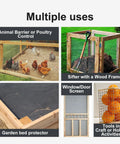 Quarter Inch Hardware Cloth 48 By 100 Feet Galvanized Welded Wire Fencing Roll shown in various uses, including animal coops and garden barriers.