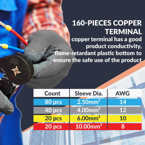 Ferrule Crimping Tool Kit Pro Grade With Secure Wire Ferrule Nylon Case And 160 Electrical Wire Connectors for DIY projects