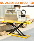 Heavy Duty Electric Scissor Lift Table Cart 47 Inch Height With 660 Lbs Capacity Portable flatbed on a truck loading area.