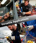 Technicians using 10 Pack 10 To 6 AWG Wire Connector Nut Kit With 80A Brass Terminals Heat Shrink Butt Connectors in various settings.