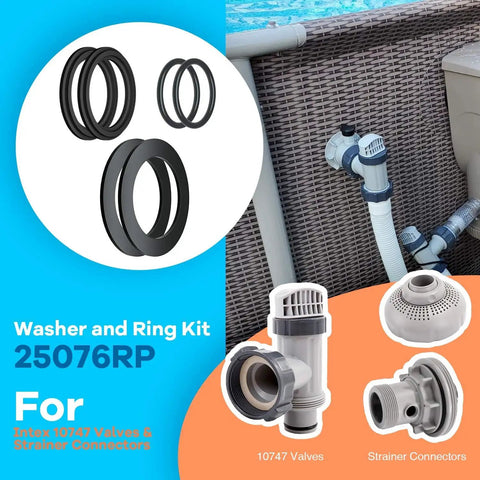 Image of Washer And Ring Kit For 1-1/2 Inch Fittings, O Ring Rubber Washers And Replacement Gasket Set for Intex pool plunger valves.