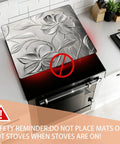 Anti Slip Electric Stove Top Cover 28 By 20 Inches Heat Resistant Glass Stove Top Protector Foldable Flower Pattern Silver Finish