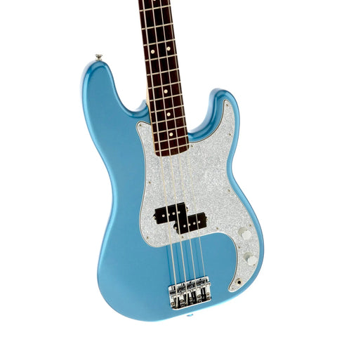 Freshen Up Your Rig With Precision Bass Pickguards For Electric Guitars, Gold Sparkle Finish, 15 Bold Designs To Swap On The Fly And Dial In A Fresh Look And Sound For Any Gig. silver sparkle pickguard on blue four-string bass guitar