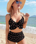 Two Piece Push Up Bathing Suit For Women With Adjustable Straps Pink And Black Bow Back Cutout Swimsuit Removable Padding For Customizable Coverage And Shape Secure Fit For Beach Pool Or Yacht Life Size 2XL on a beach