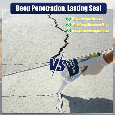 Pro Grade Concrete Crack Filler 2 Pack For Outdoor Use Self Leveling Waterproof Sealant Quick Drying Adhesive For Driveways Sidewalks Patio And Concrete Joint Repair Gray applied to driveway crack