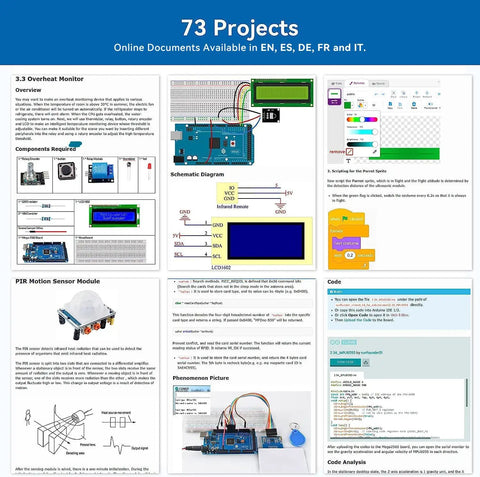 All In One Electronics Starter Kit For Arduino Mega 2560 R3 And Nano project tutorials with diagrams and code overview.