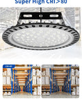 Industrial High Bay LED Light 10 Pack 200W 20000LM UFO Flood Light 6500K Daylight IP65 Waterproof with CRI rating greater than 80