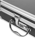 Close-up of Heavy Duty Aluminum Toolbox With Secure Snap Latch And Rugged Carry Handle for smart organizing and outdoor jobs.
