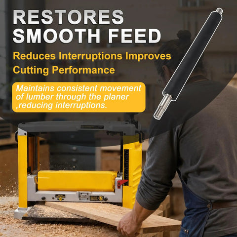 Keep Your Planer Rolling Smooth With This Solid Replacement Planer Roller, black rubber finish, for thickness planers, ensures consistent lumber feed.