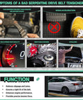 Nissan 3 5L V6 Serpentine Drive Belt Tensioner Kit With Pulley For Altima 2007 2012 Maxima 2009 2015 Murano 2009 2014 Replacement 39155 36356 36357 K070669 DIY Friendly infographic of bad belt symptoms