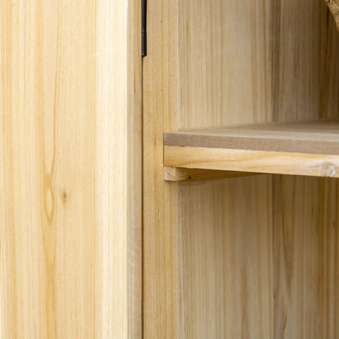 Interior detail of 32 Inch Heavy Duty Workshop Cabinet With Galvanized Steel Top And Dual Rolling Shelves, showcasing solid wood construction.